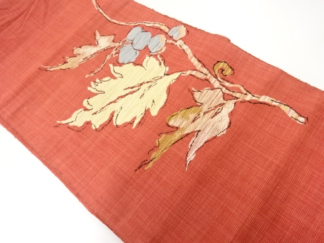 JAPANESE KIMONO / VINTAGE NAGOYA OBI / WOVEN LEAVES